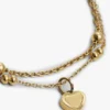 Pulseira de Duas Camadas com Pingente em Forma de Coração Pulseira de Duas Camadas com Pingente em Forma de Coração