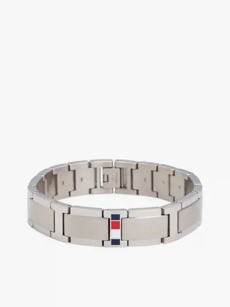 Pulseira de elos planos com detalhes em riscas