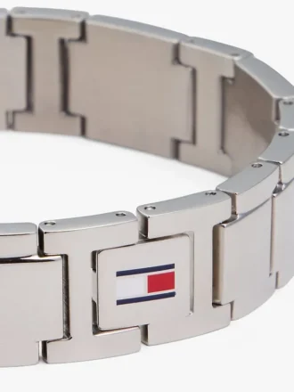 Pulseira de elos planos com detalhes em riscas