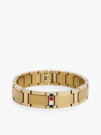 Pulseira de elos planos com detalhes às riscas Pulseira de elos planos com detalhes às riscas