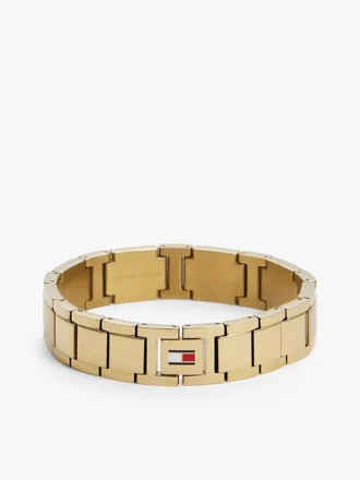 Pulseira de elos planos com detalhes às riscas Pulseira de elos planos com detalhes às riscas