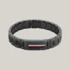 Pulseira em aço inoxidável com riscas de bandeira