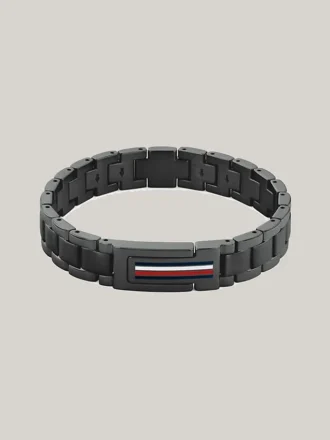 Pulseira em aço inoxidável com riscas de bandeira