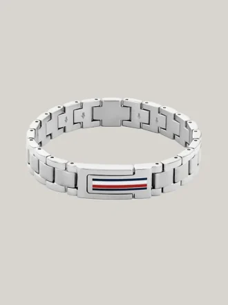 Pulseira em aço inoxidável com riscas de bandeira