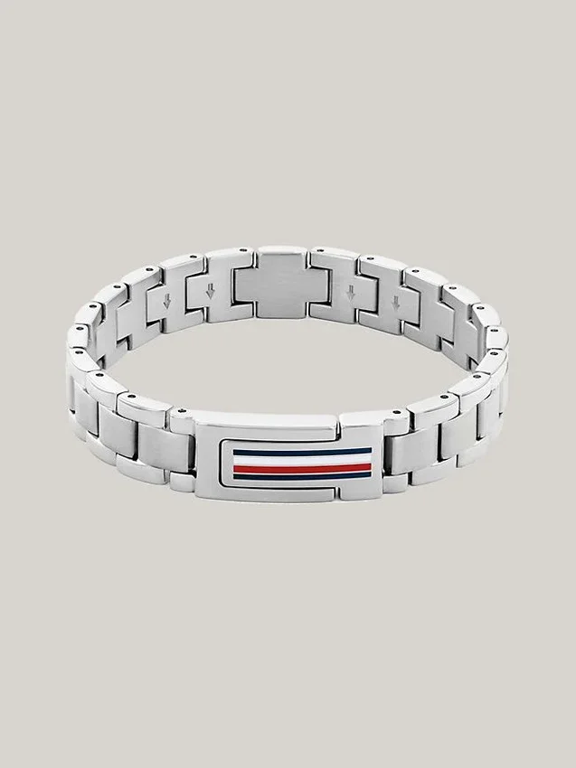 Pulseira em aço inoxidável com riscas de bandeira Pulseira em aço inoxidável com riscas de bandeira