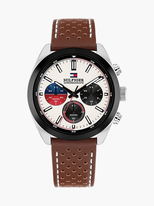 Relógio cronógrafo com bracelete em pele de 40 mm Relógio cronógrafo com bracelete em pele de 40 mm