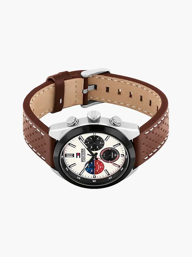 Relógio cronógrafo com bracelete em pele de 40 mm Relógio cronógrafo com bracelete em pele de 40 mm