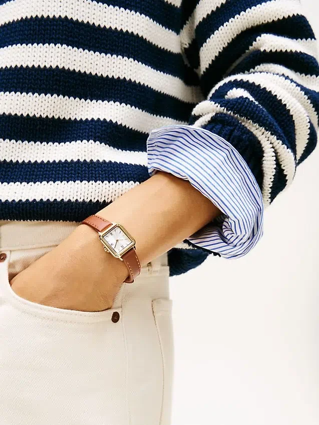 Relógio de vestir com bracelete em pele de 24 mm Relógio de vestir com bracelete em pele de 24 mm