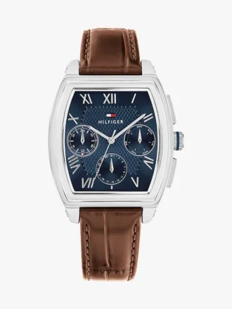 Relógio multifunções com bracelete em pele de 36 mm