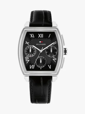 Relógio multifunções com bracelete em pele de 36 mm