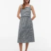 Saia Midi em Mistura de Linho e Gingham Saia Midi em Mistura de Linho e Gingham