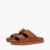 Sandália deslizante de couro nubuck com duas tiras Sandália deslizante de couro nubuck com duas tiras