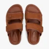 Sandália deslizante de couro nubuck com duas tiras Sandália deslizante de couro nubuck com duas tiras