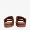 Sandália deslizante de couro nubuck com duas tiras Sandália deslizante de couro nubuck com duas tiras
