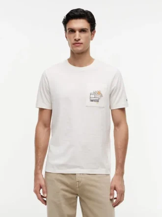 T-shirt com bolso e logótipo floral