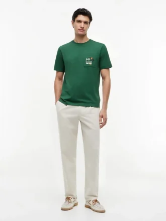 T-shirt com bolso e logótipo floral