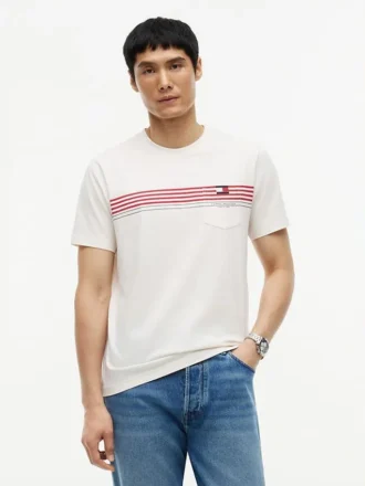 T-shirt com bolso e risca no peito