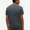 T-shirt com bolso em mistura de linho às riscas T-shirt com bolso em mistura de linho às riscas