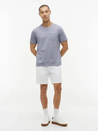 T-shirt com bolso às riscas