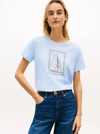 T-shirt com estampado de veleiro