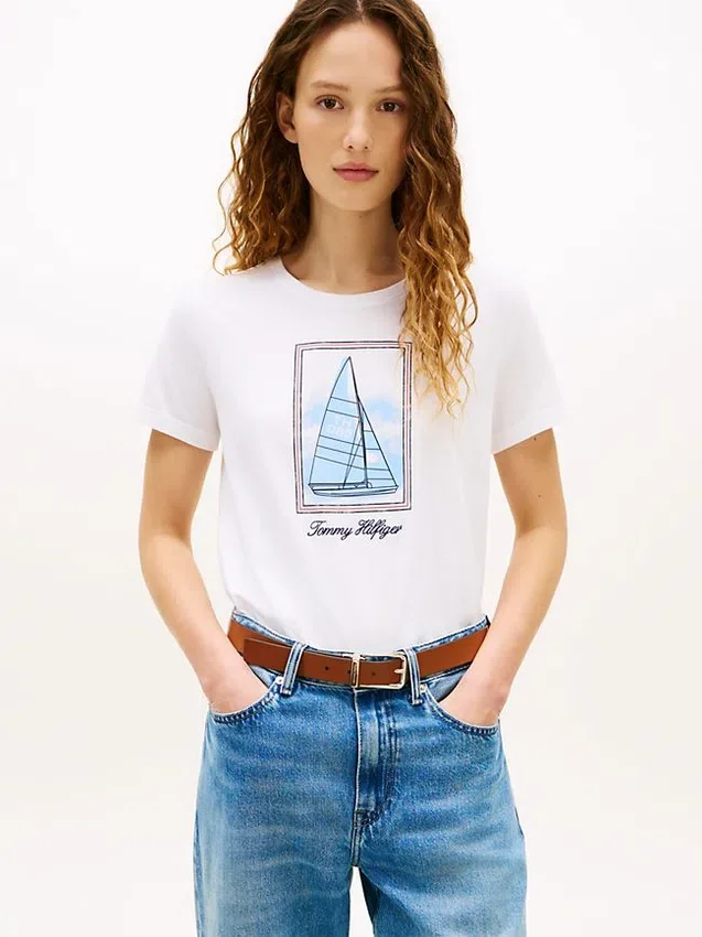 T-shirt com estampado de veleiro T-shirt com estampado de veleiro