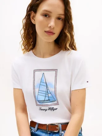 T-shirt com estampado de veleiro