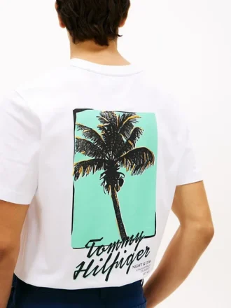 T-shirt com gráfico de palmeira nas costas