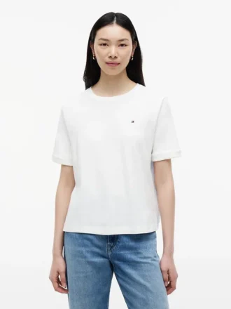 T-shirt com laço nas costas em materiais mistos