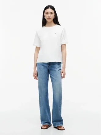T-shirt com laço nas costas em materiais mistos
