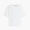 T-shirt com laço nas costas em materiais mistos T-shirt com laço nas costas em materiais mistos