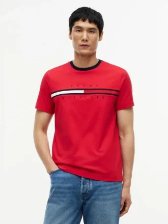T-shirt com logótipo da bandeira bordado