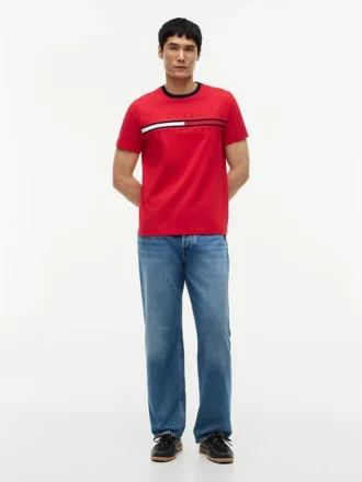 T-shirt com logótipo da bandeira bordado