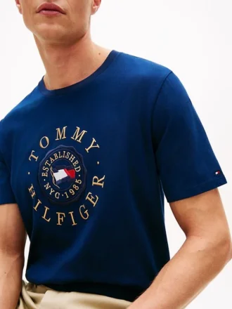 T-shirt com logótipo de bandeira circular