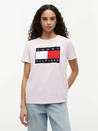 T-shirt com logótipo de bandeira grande