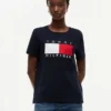 T-shirt com logótipo de bandeira grande