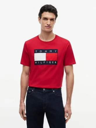 T-shirt com logótipo de bandeira grande