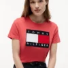 T-shirt com logótipo de bandeira grande