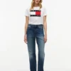 T-shirt com logótipo de bandeira grande