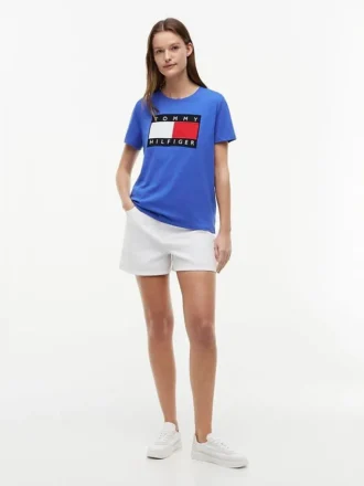T-shirt com logótipo de bandeira grande
