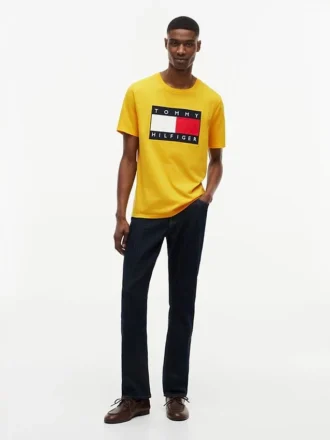 T-shirt com logótipo de bandeira grande