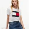 T-shirt com logótipo de bandeira grande