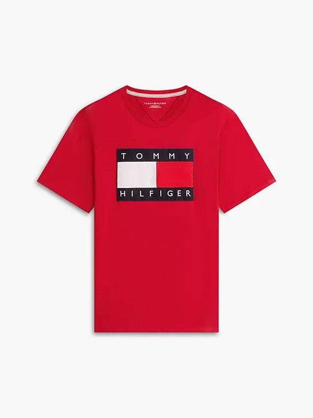 T-shirt com logótipo de bandeira grande T-shirt com logótipo de bandeira grande