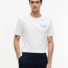 T-shirt com logótipo de bandeira ondulada nas costas T-shirt com logótipo de bandeira ondulada nas costas