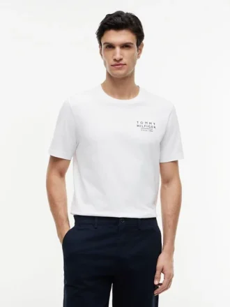 T-shirt com logótipo de bandeira ondulada nas costas