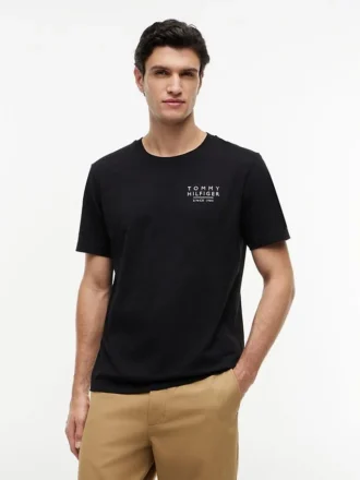 T-shirt com logótipo de bandeira ondulada nas costas