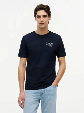 T-shirt com logótipo de bandeira ondulada nas costas