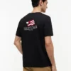 T-shirt com logótipo de bandeira ondulada nas costas T-shirt com logótipo de bandeira ondulada nas costas