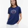 T-shirt com logótipo de folha de louro em folha metálica T-shirt com logótipo de folha de louro em folha metálica