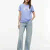 T-shirt com logótipo de folha de louro em folha metálica T-shirt com logótipo de folha de louro em folha metálica
