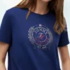 T-shirt com logótipo de folha de louro em folha metálica T-shirt com logótipo de folha de louro em folha metálica